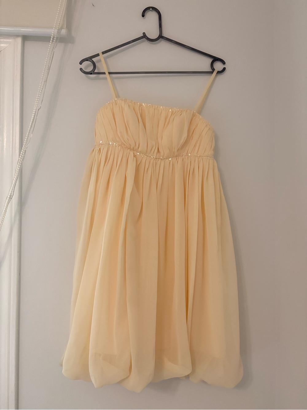 Cream Balloon Skirt Sequinned Dress
